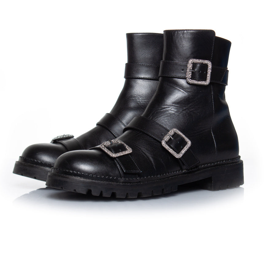 Hank flache Juwel Schnalle Stiefeletten