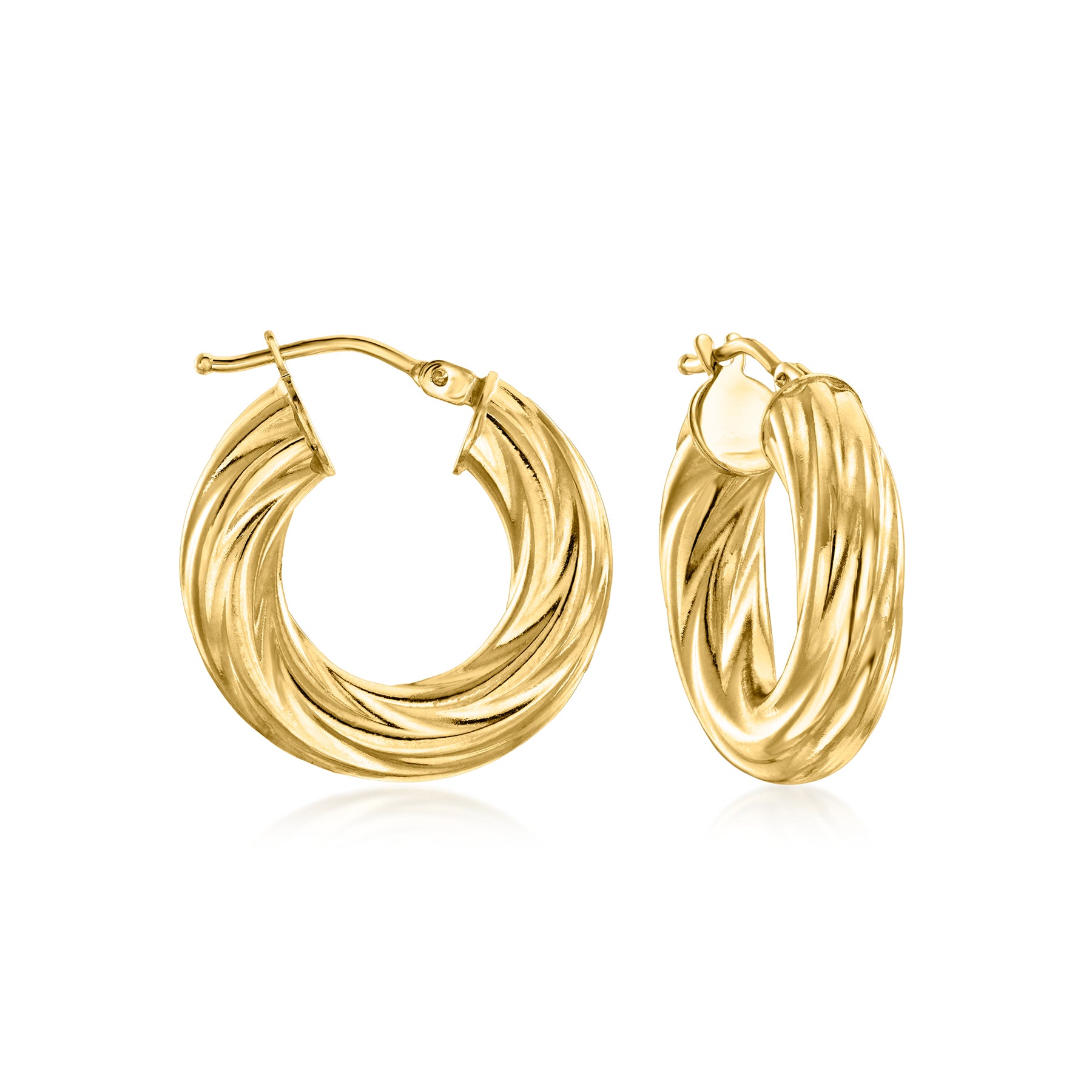 Ross-Simons Italienische 18kt Gelbgold Twisted Creole Ohrringe
