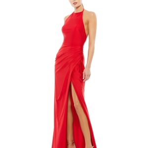 Ärmellos Plissee Halfter Kleid