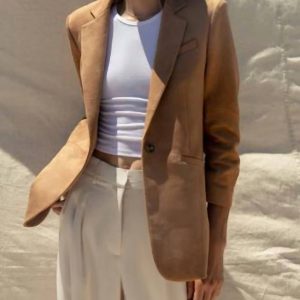 Sandelle Imitat Blazer aus Wildleder in Kastanienbraun