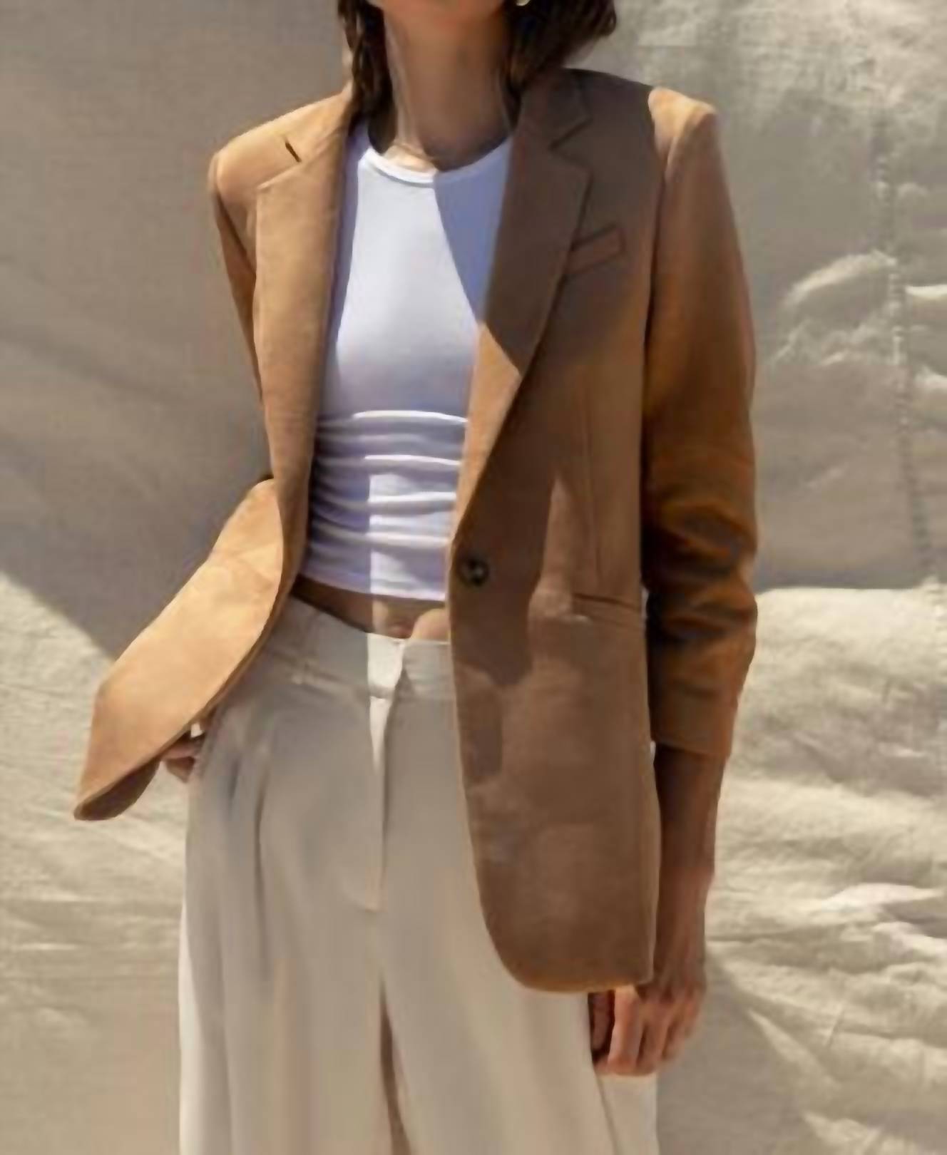 Sandelle Imitat Blazer aus Wildleder in Kastanienbraun