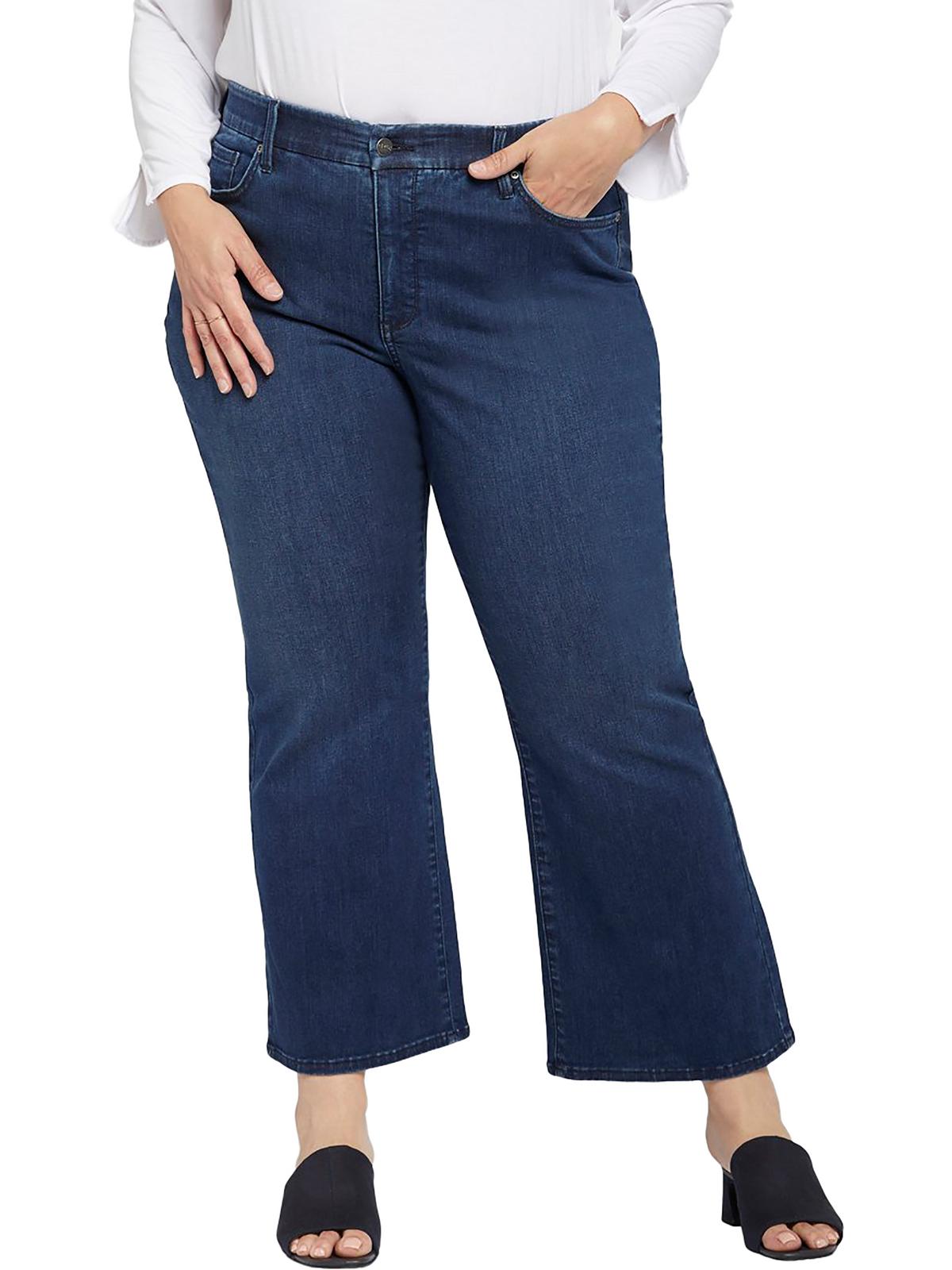 Plus Damen lockere Passform Dunkelblaue Jeans mit Waschung