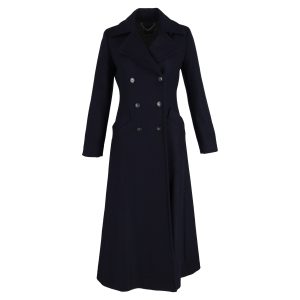 Max Mara Doppel-breasted Flare Mantel in Marineblau Wolle 7833196724284