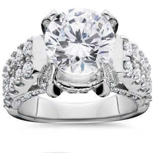 Zertifiziert 4.50 Ct Lab Grown Diamant Verlobungsring 14K Weißgold Vintage