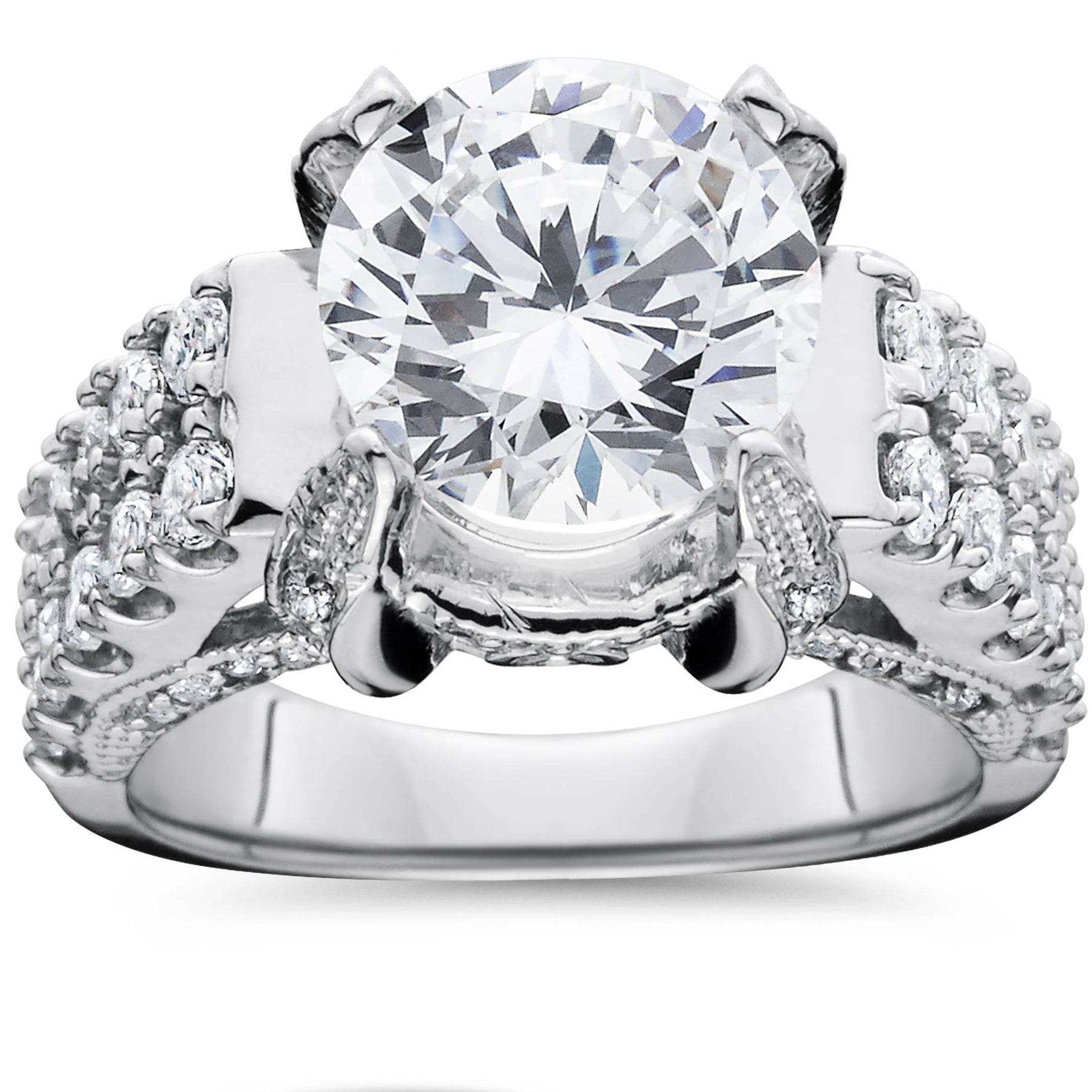 Zertifiziert 4.50 Ct Lab Grown Diamant Verlobungsring 14K Weißgold Vintage