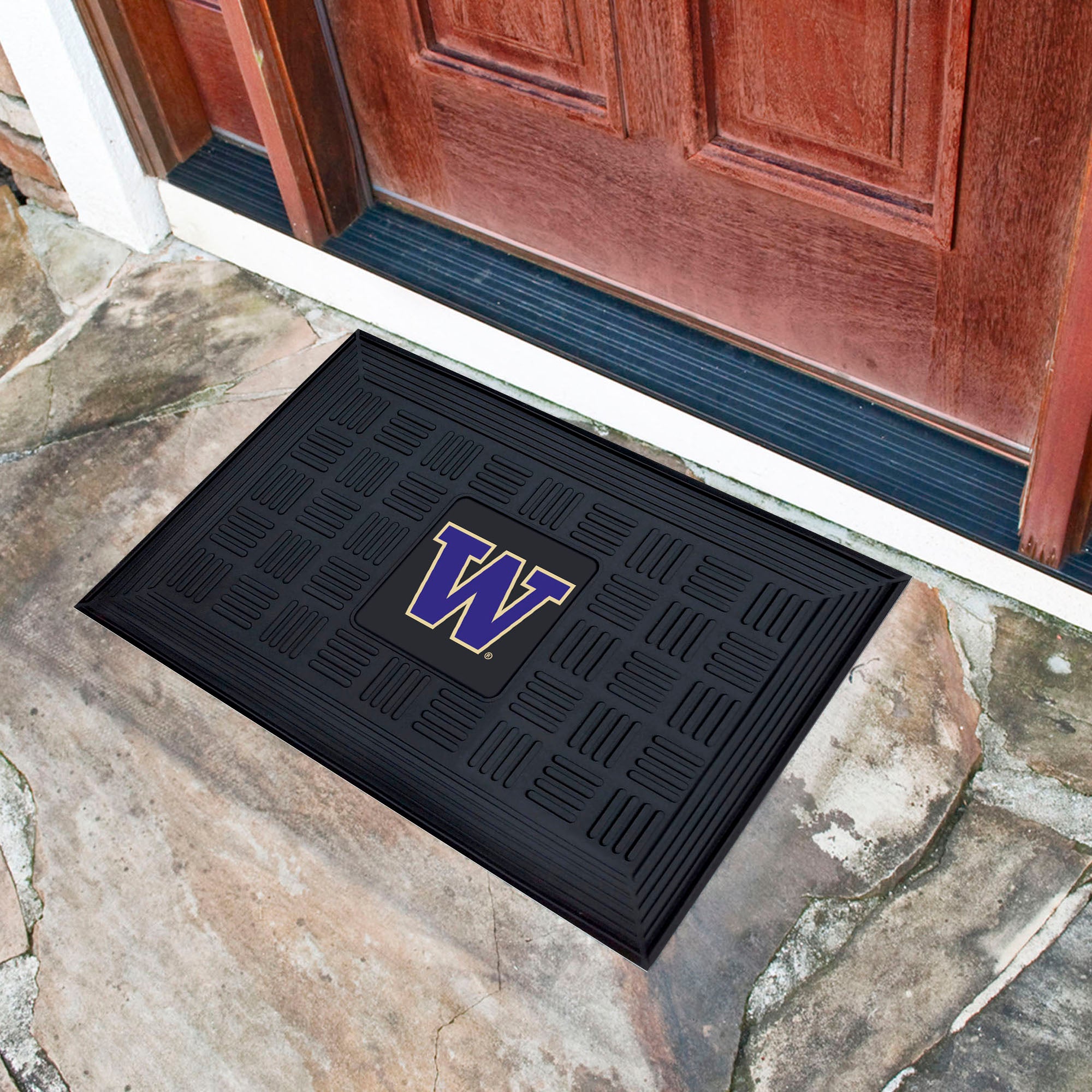 Fanmats Washington Huskies Heavy Duty Vinyl Medallion Türmatte - 19,5 "x 31"
