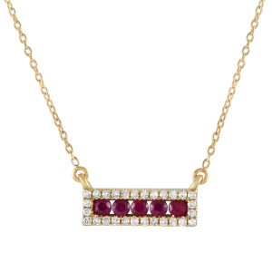 LB Exclusive 14K Gelbgold 0,15ct Diamant und Rubin Anhänger Halskette - – NK4 / 14783YRU