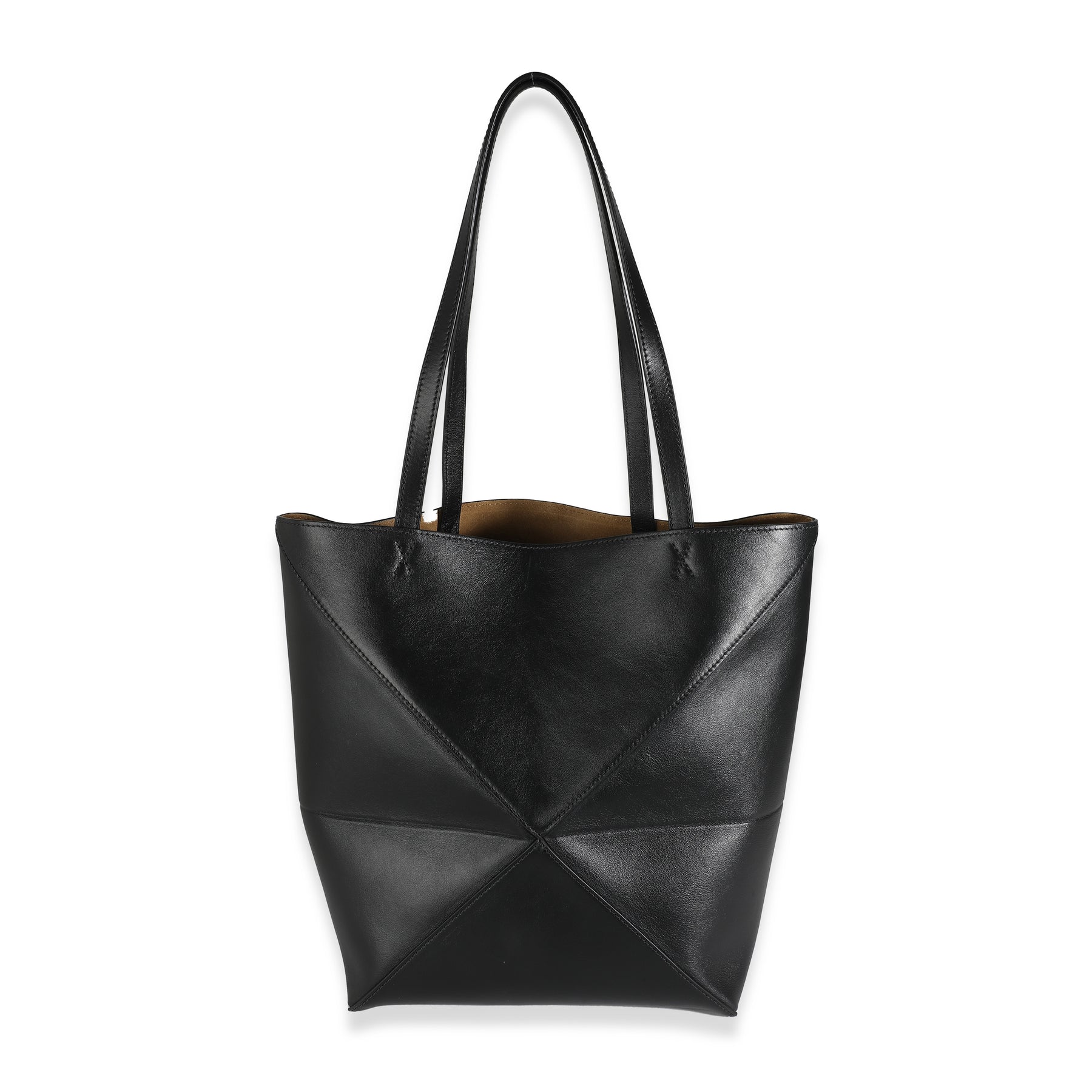Loewe Schwarzes Kalbsleder mittel Puzzle Fold Tragetasche