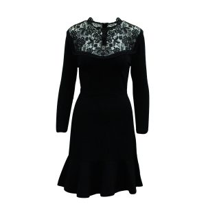 Erdem kurzes Kleid mit Spitze Panel in schwarzer Viskose 7833197641788