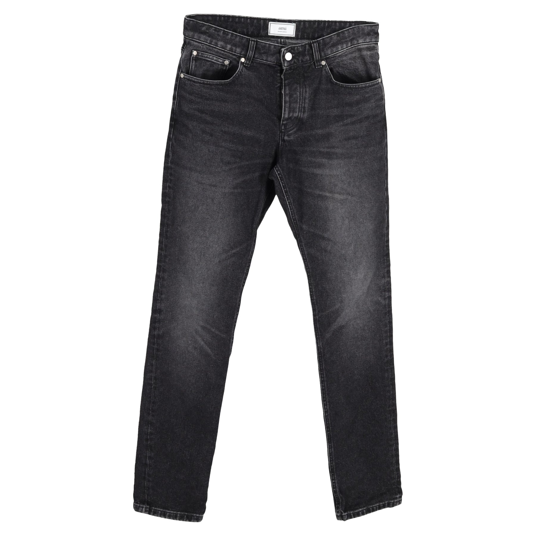 Ami Gewaschene Jeans mit geradem Bein in Schwarz