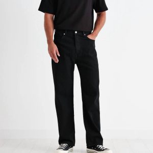 Herren lose Passform Jeans in schwarzen Denim