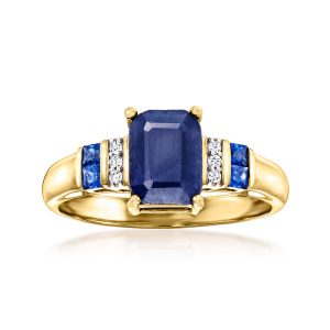 Ross-Simons Sapphire Ring mit Diamantakzenten in 14kt Gelbgold