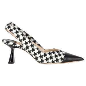 Jimmy Choo Liya 65 Star Houndstooth Slingback Pumps aus schwarzer Wolle 7833215369276