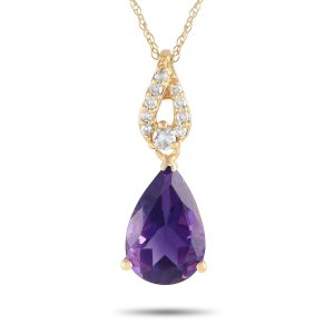 LB Exclusive 14K Gelbgold 0.06ct Diamant und Amethyst Halskette - – PD4 / 16184YAM