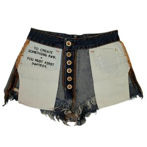 Unravel Project Reverse Denim kurze Hose – blau