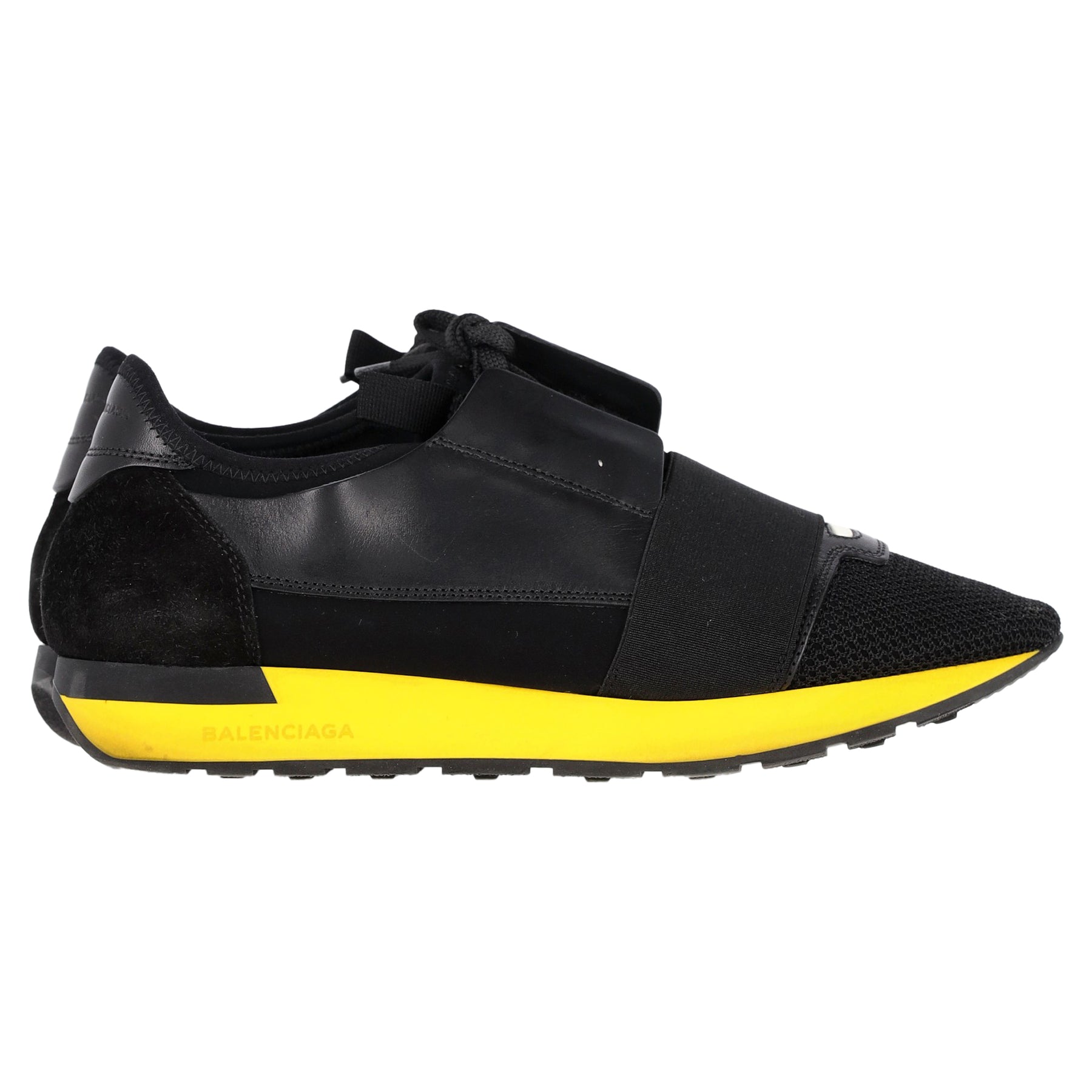 Balenciaga Race Runner Sneaker aus schwarzem Leder und Wildleder