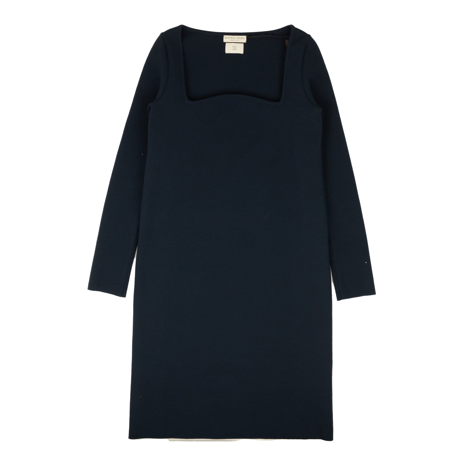 NWT BOTTEGA VENETA Petrol Blau Stretch Wolle Strick Midikleid