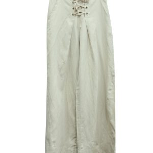 Ulla Johnson Lace Up Pleated Twill Hosen in beige lyocell 7833194430524