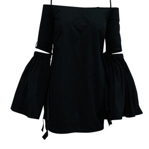 Ellery Kalt-Schulter Minikleid aus schwarzer Baumwolle 7833198297148