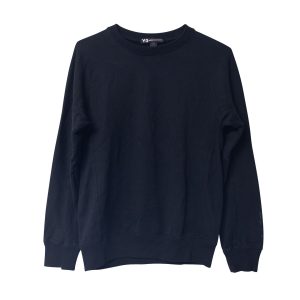 Y-3 Sweatshirt mit Rundhalsausschnitt aus schwarzer Baumwolle