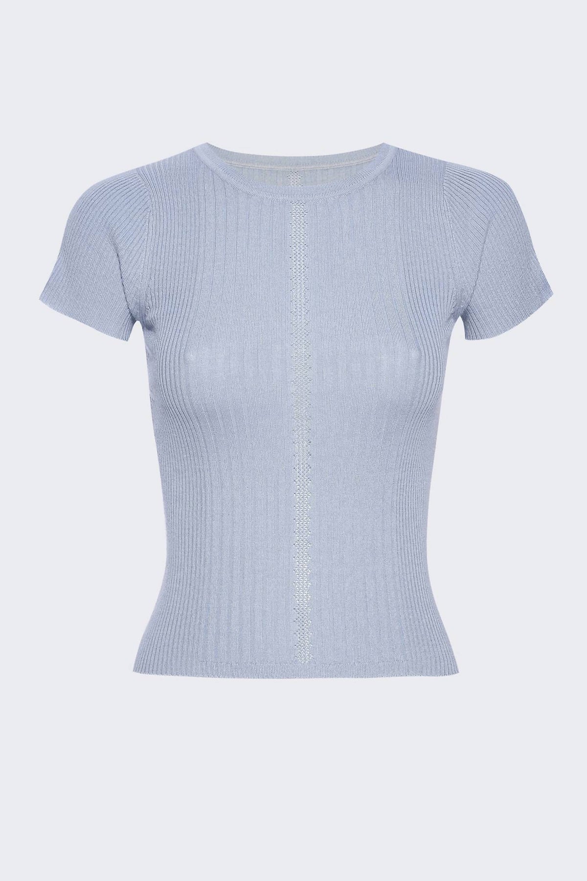 Kurzarmpullover mit Rundhalsausschnitt in Dusty Blau