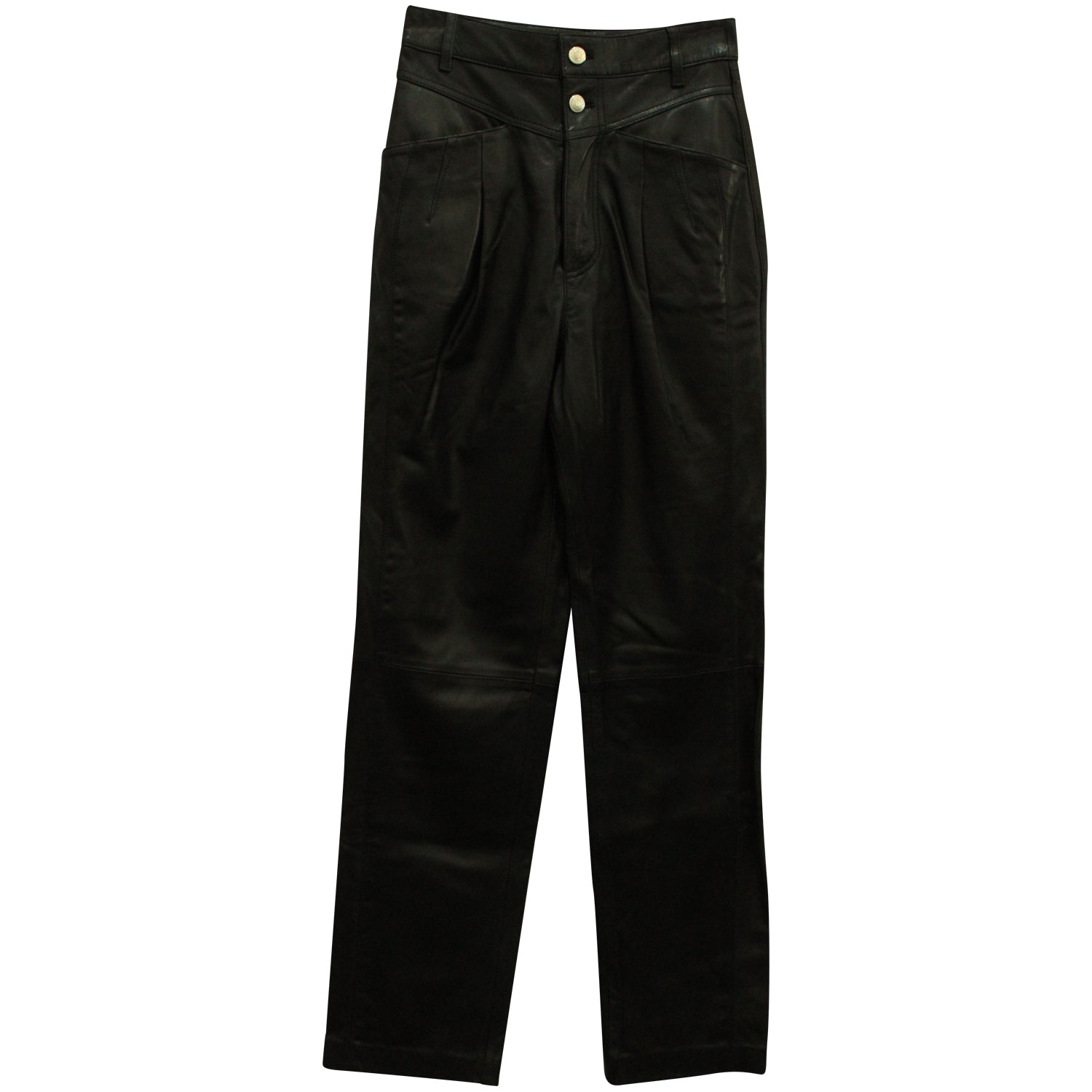 Iro Heim – Gerade Hose mit Falten aus schwarzem Leder