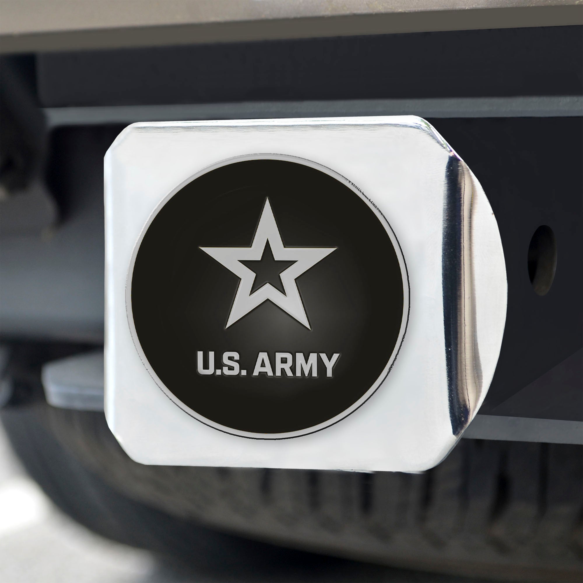 Fanmats US-Armee Chrom Metall Hitch Cover mit Chrom Metall 3D Emblem