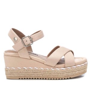 Damen Wildleder Keil Sandalen in beige 7704789844028