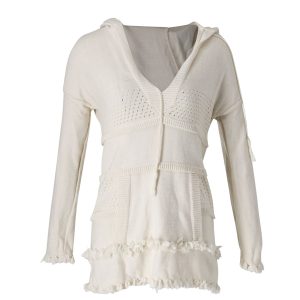 Tory Burch Kapuzenpullover Baja aus Baumwolle in Creme