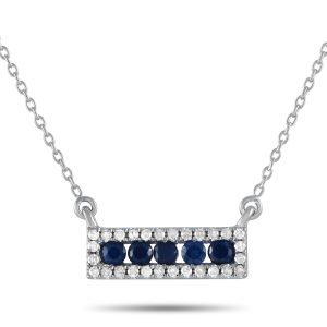 LB Exclusive 14K Silber 0,15ct Diamant und Saphir Anhänger Halskette - – NK4 / 14783WSA