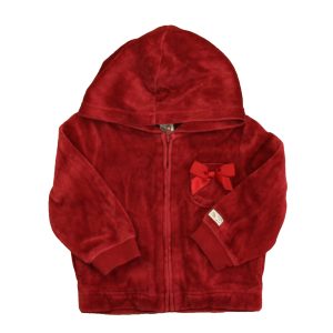 Janie and Jack Mädchen maroon velour hoodie 7805837705276