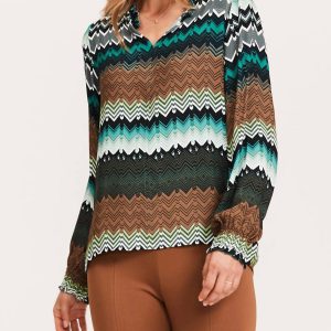 Alicia Crepe Chevron Bluse im Mehrfarbig