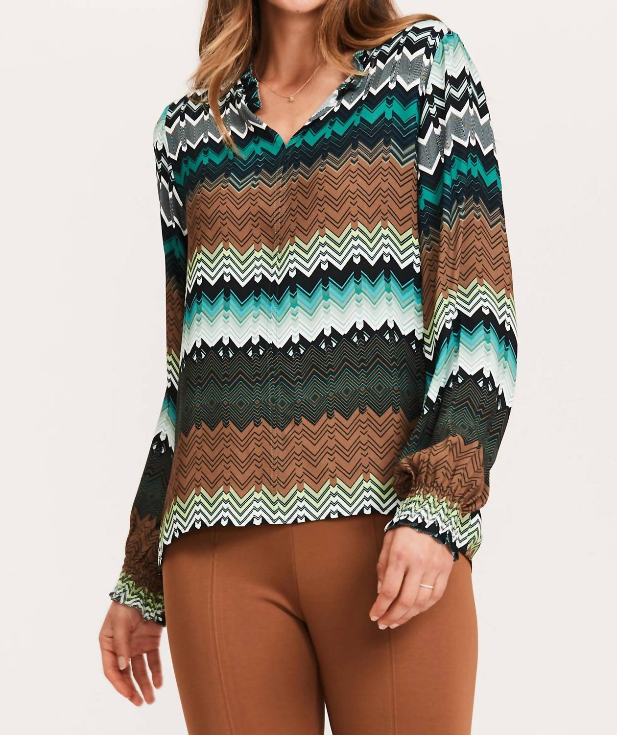 Alicia Crepe Chevron Bluse im Mehrfarbig