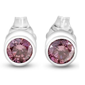 1/2ct TW Rosa Diamant Lünette Ohrstecker 14k Weißgold