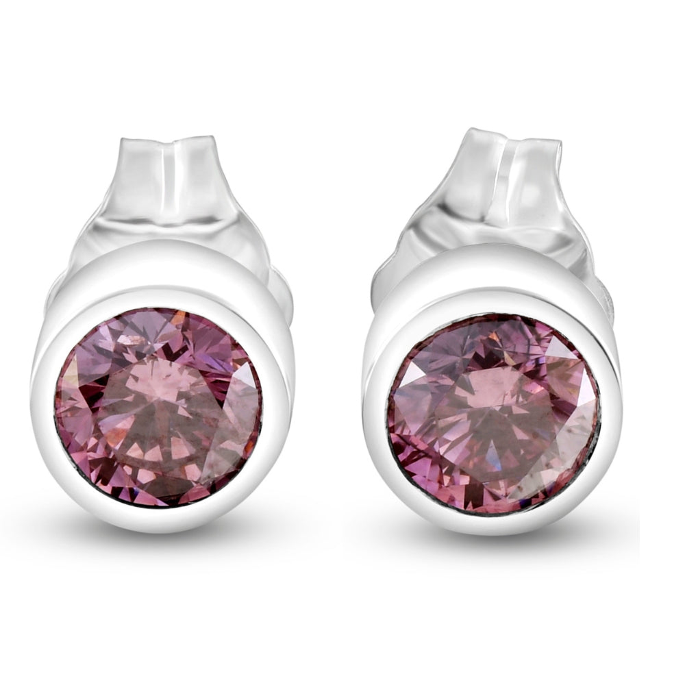 1/2ct TW Rosa Diamant Lünette Ohrstecker 14k Weißgold