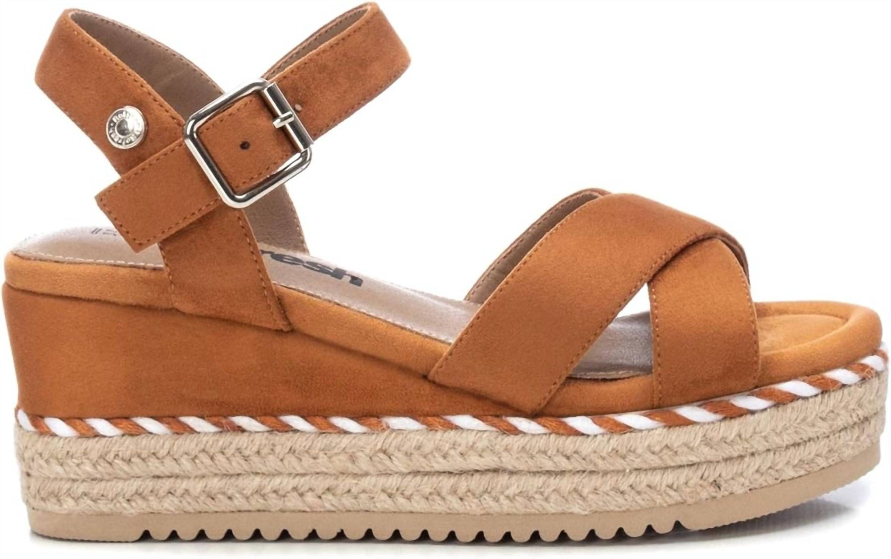Damen Wildleder Keil Sandalen in Camel