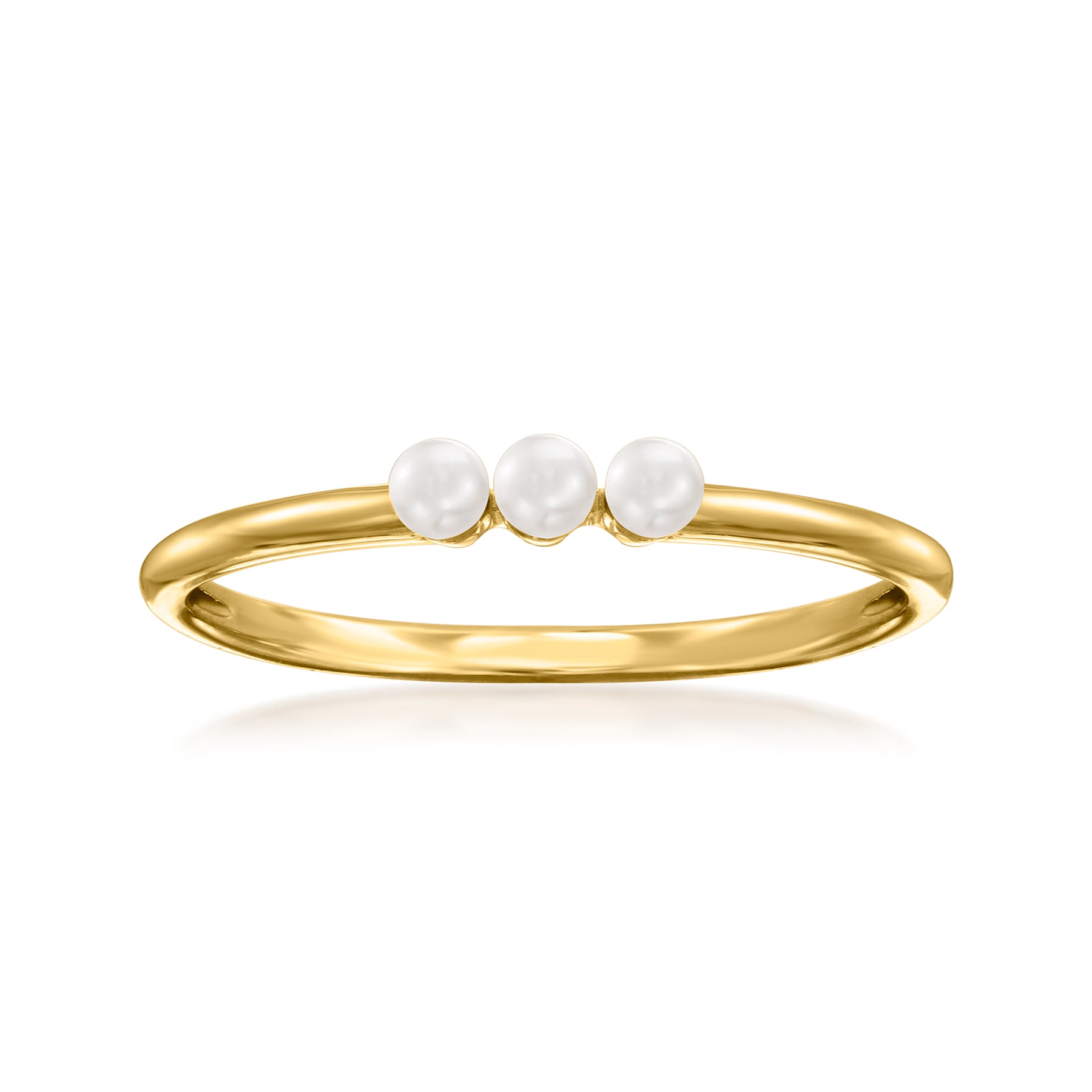 RS Pure Von Ross-Simons 2-2,5 mm großer Trio Ring mit Zuchtperlen in 14kt Gelbgold