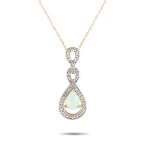 LB Exclusive 14K Gelbgold 0,08ct Diamant und Opal Halskette - – PD4 / 16318YOP
