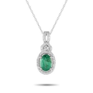 LB Exclusive 14K Weißgold 0,15ct Diamant und Smaragd Halskette - – PD4 / 15738WEM