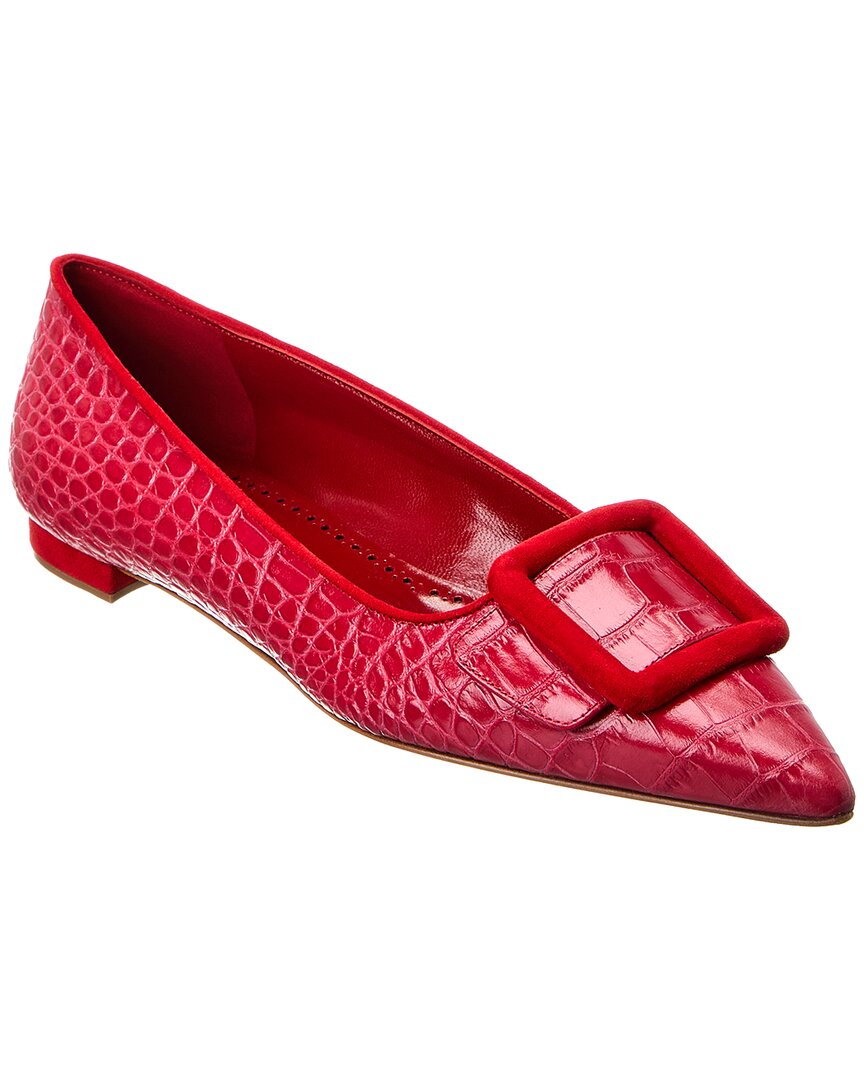 Manolo Blahnik Maysale geprägte Leder Wohnung