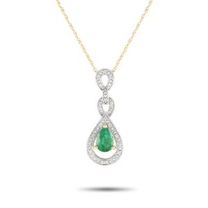 LB Exclusive 14K Gelbgold 0.08ct Diamant und Smaragd Halskette - – PD4 / 16318YEM