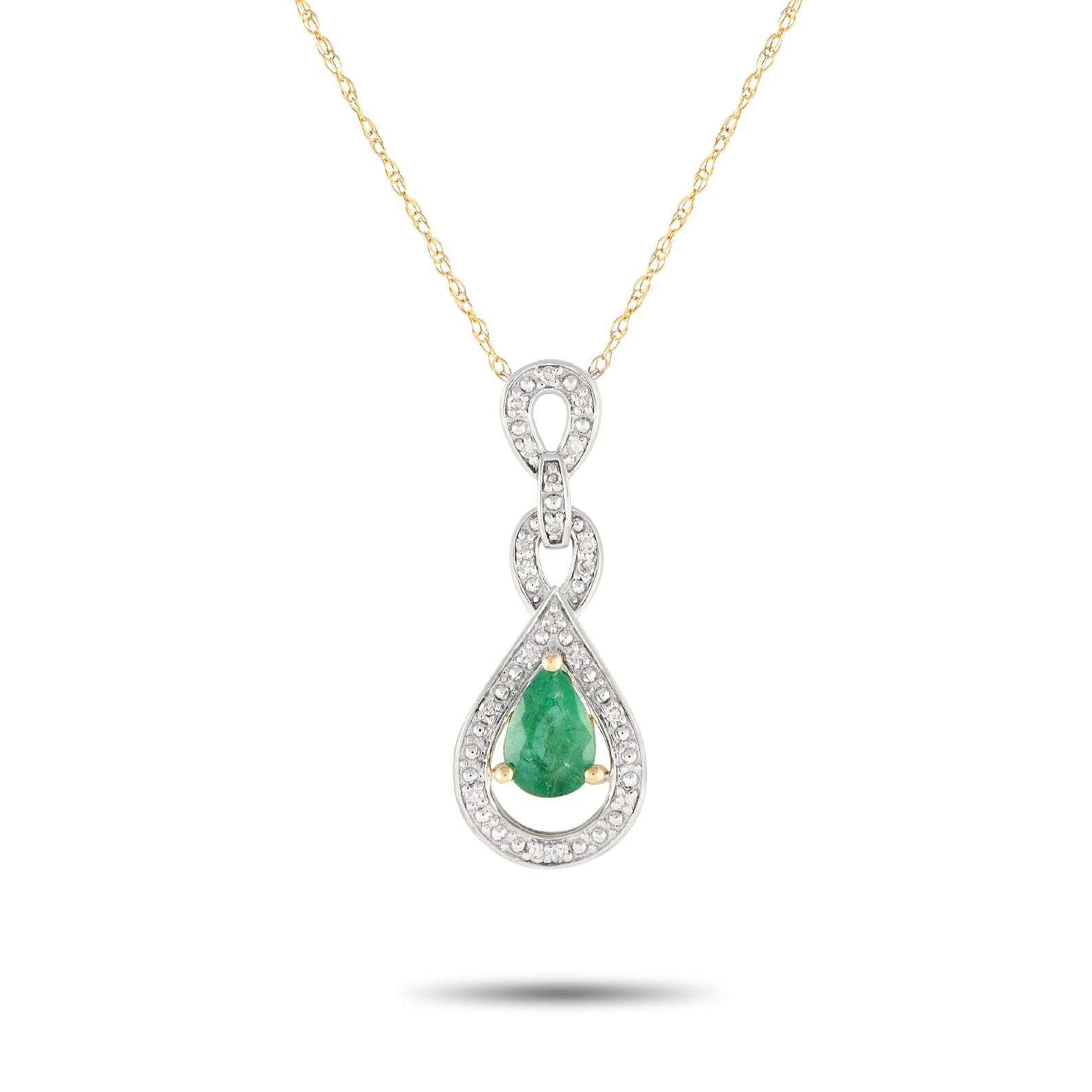 LB Exclusive 14K Gelbgold 0,08ct Diamant und Emerald Halskette PD4 16318JEM