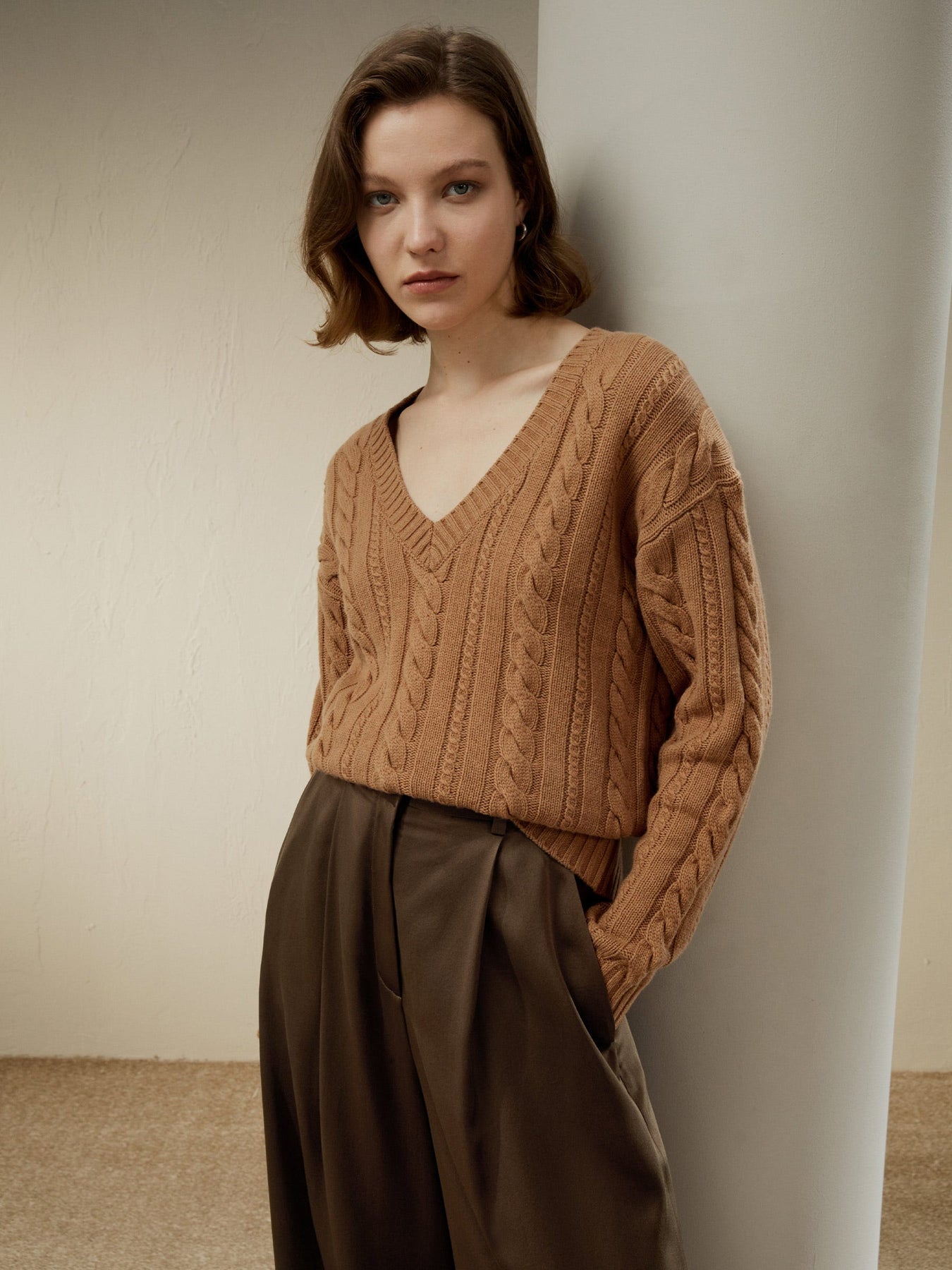 Damen Cable-Strick Pullover aus Wolle und Kaschmir