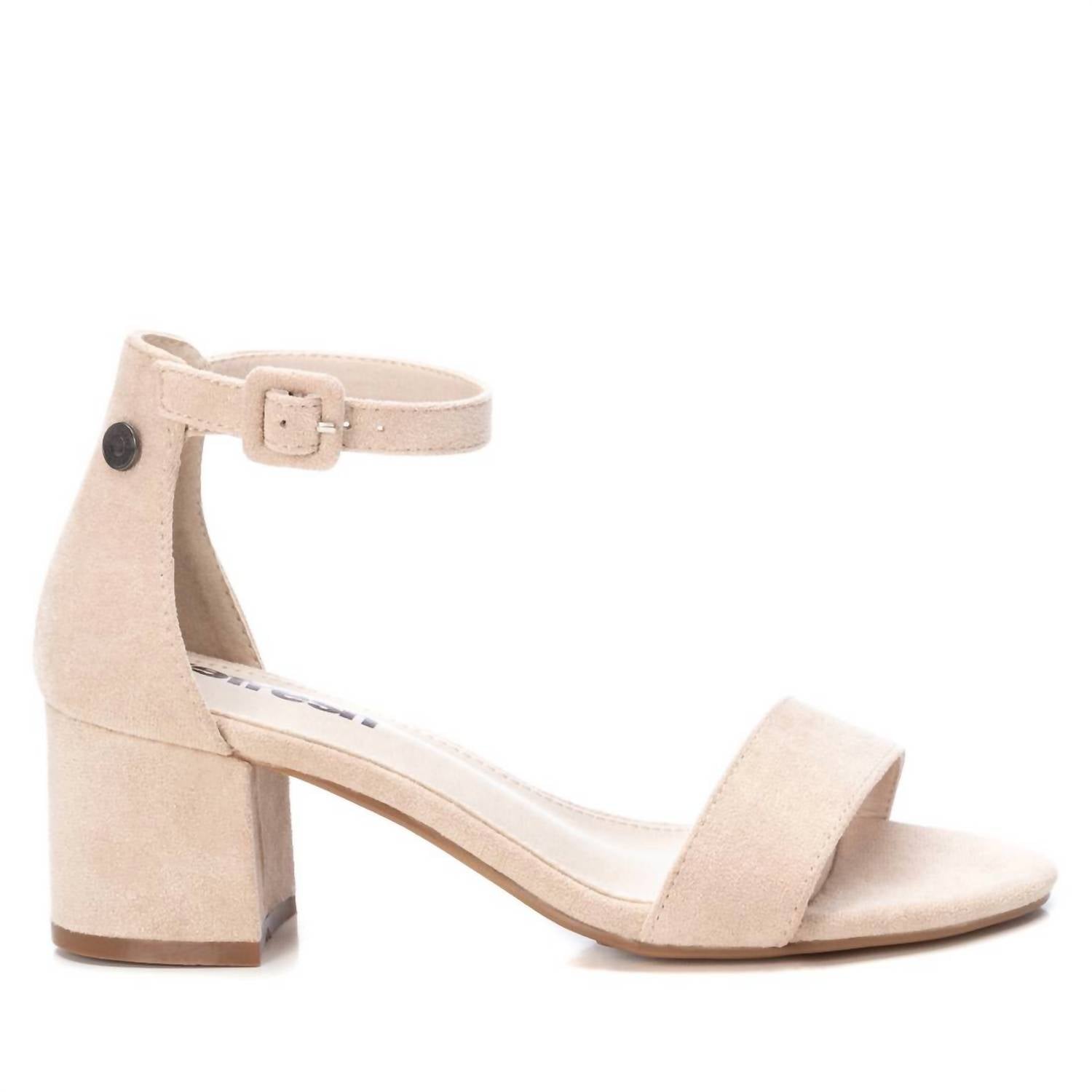 Damen Block Heel Wildleder Sandalen in Nude
