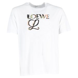 Loewe Glitch Anagram T-Shirt aus weißer Baumwolle 7833201311804