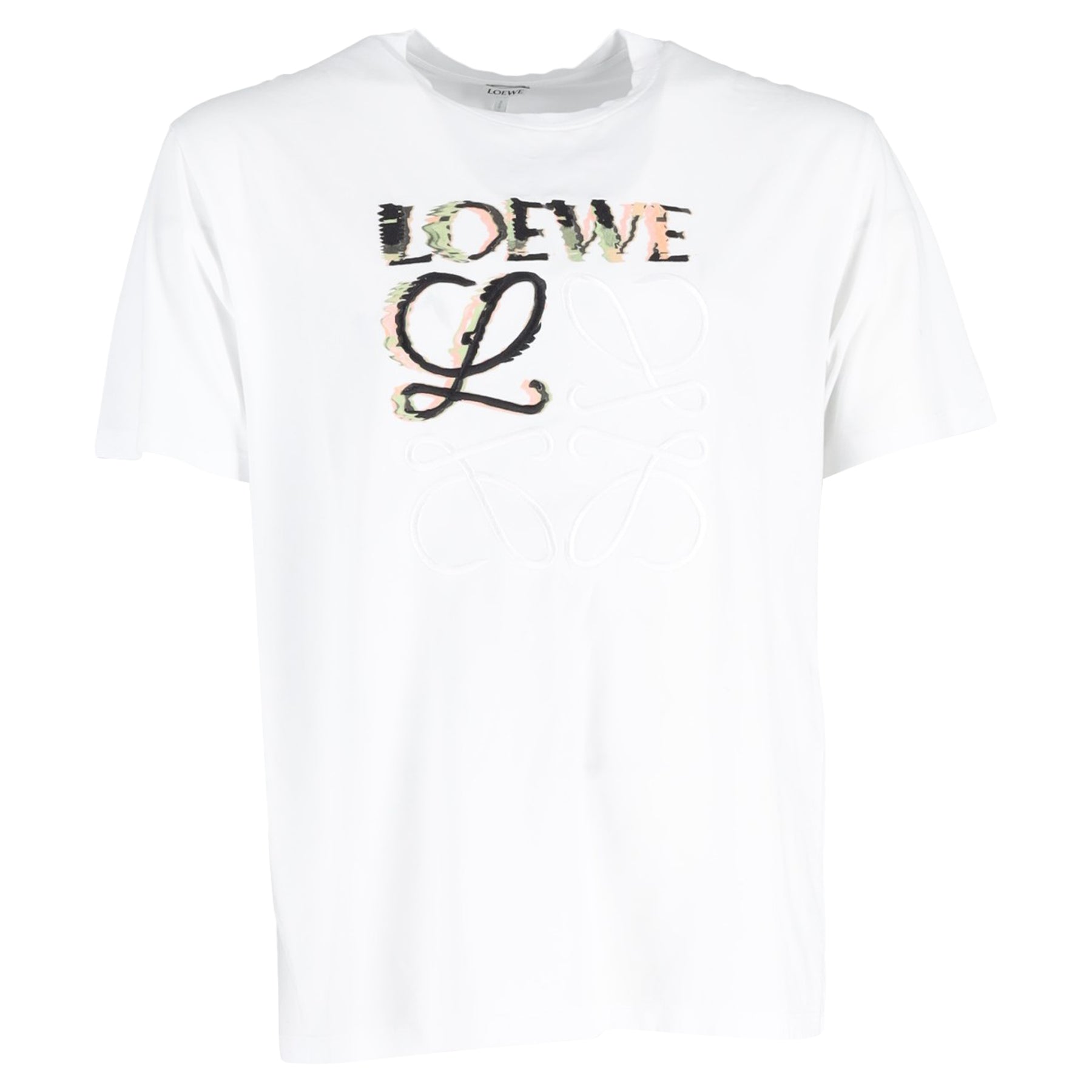 Loewe Glitch Anagram T-Shirt aus weißer Baumwolle