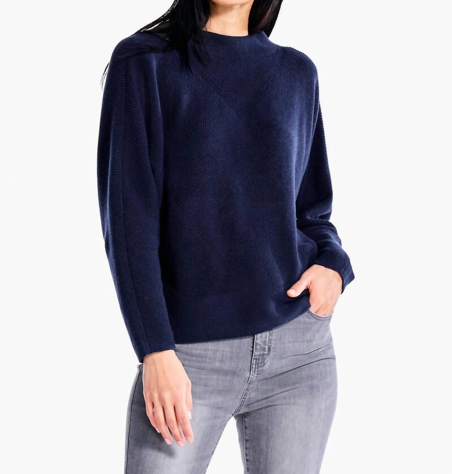Shaker Strick Mock Pullover im dunklen Indigo