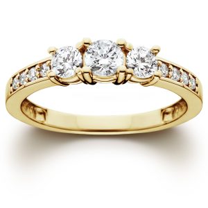 1 ct 3-Stein Diamant Verlobungsring 10K Gelbgold