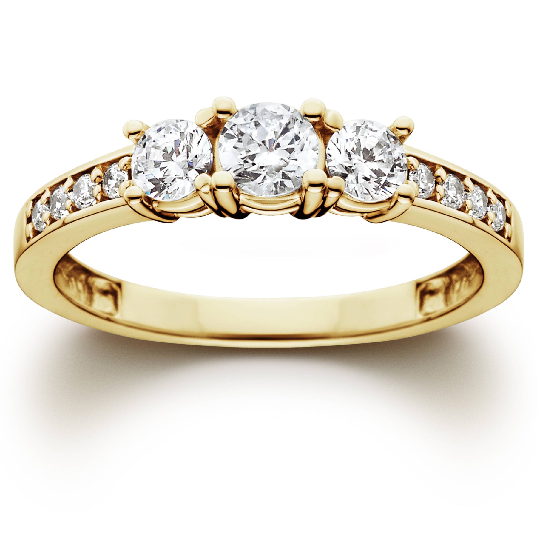 1 ct 3-Stein Diamant Verlobungsring 10K Gelbgold