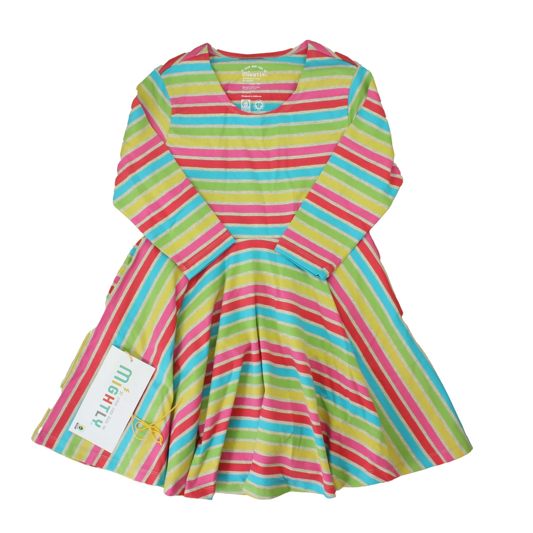 Mightly Mädchen Grau – Mehrfarbig – Streifen Kleid